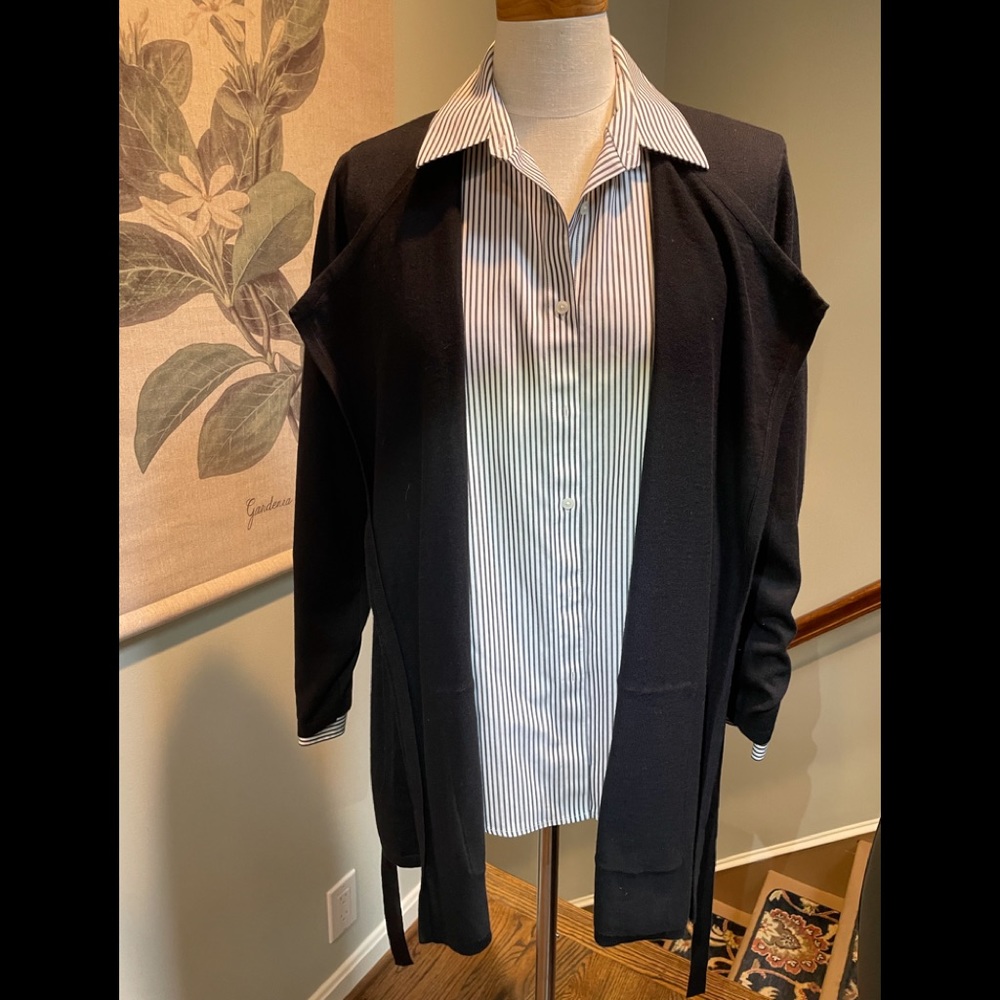J Jill Fit cotton blend black cardigan sweater